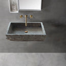 Grey Travertine Wall Mount Bathroom Sink Split Face 20x16