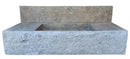 Gray Travertine Wall Mount Bathroom Sink With Backsplash