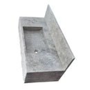 Gray Travertine Wall Mount Bathroom Sink With Backsplash