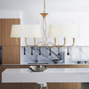 GobekUsa Classic Black/White Drum Fabric Island Ceiling Light with 6 Hanging Lights for Dining Room