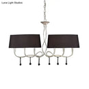GobekUsa Classic Black/White Drum Fabric Island Ceiling Light with 6 Hanging Lights for Dining Room
