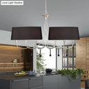 GobekUsa Classic Black/White Drum Fabric Island Ceiling Light with 6 Hanging Lights for Dining Room