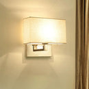 GobekUsa Simple Beige Fabric LED Wall Light Sconce for Bedroom