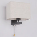 GobekUsa Simple Style Fabric Rectangle Wall Lamp - 1 Bulb Beige Bedside Light Fixture
