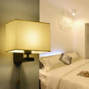 GobekUsa Simple Style Fabric Rectangle Wall Lamp - 1 Bulb Beige Bedside Light Fixture