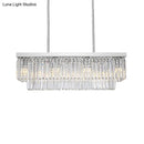 GobekUsa Simple Clear Crystal Block Island Light - 10 Lights - Rectangular Pendant, 31.5"/39" Wide