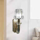 GobekUsa Simple Clear Crystal Tapered Cone Sconce Light Fixture - Elegant 1-Bulb Wall Lighting Idea for Bedrooms