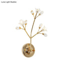 GobekUsa Gold Wall Sconce with Crystal Flowers and Leaves, 3 Lights, Simple Style