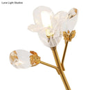GobekUsa Gold Wall Sconce with Crystal Flowers and Leaves, 3 Lights, Simple Style