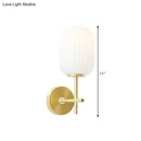 GobekUsa Simple Gold Bedside Wall Sconce with Lantern Cream Glass Shade - 1 Light Fixture