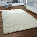 Simple High-Pile Rug White Cream Living Room Robust