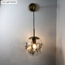 GobekUsa Simple Sphere Sconce Light - Clear Glass - Silver/Gold Wall Mount Fixture - Shattered Leaf - 6"/8" W