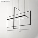 GobekUsa Simple Style Black Metal Rectangle LED Island Light - Warm/White/Natural Light Options, 23.5"/31.5"/38" Wide