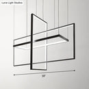 GobekUsa Simple Style Black Metal Rectangle LED Island Light - Warm/White/Natural Light Options, 23.5"/31.5"/38" Wide