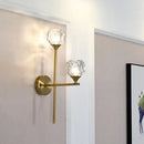 GobekUsa Simple Style Faceted Crystal 2-Head Gold Wall Mounted Lighting