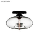 GobekUsa Simple Style Glass Oval Flush Mount Lamp with 1 Light - Clear/Amber/Smoky Ceiling Fixture for Hallway