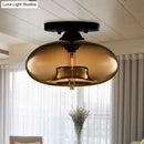 GobekUsa Simple Style Glass Oval Flush Mount Lamp with 1 Light - Clear/Amber/Smoky Ceiling Fixture for Hallway