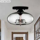 GobekUsa Simple Style Glass Oval Flush Mount Lamp with 1 Light - Clear/Amber/Smoky Ceiling Fixture for Hallway