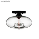 GobekUsa Simple Style Glass Oval Flush Mount Lamp with 1 Light - Clear/Amber/Smoky Ceiling Fixture for Hallway
