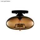GobekUsa Simple Style Glass Oval Flush Mount Lamp with 1 Light - Clear/Amber/Smoky Ceiling Fixture for Hallway