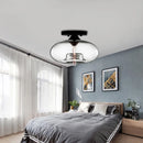 GobekUsa Simple Style Glass Oval Flush Mount Lamp with 1 Light - Clear/Amber/Smoky Ceiling Fixture for Hallway