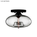 GobekUsa Simple Style Glass Oval Flush Mount Lamp with 1 Light - Clear/Amber/Smoky Ceiling Fixture for Hallway