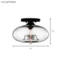 GobekUsa Simple Style Glass Oval Flush Mount Lamp with 1 Light - Clear/Amber/Smoky Ceiling Fixture for Hallway