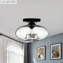 GobekUsa Simple Style Glass Oval Flush Mount Lamp with 1 Light - Clear/Amber/Smoky Ceiling Fixture for Hallway