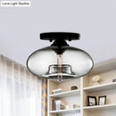 GobekUsa Simple Style Glass Oval Flush Mount Lamp with 1 Light - Clear/Amber/Smoky Ceiling Fixture for Hallway