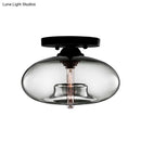 GobekUsa Simple Style Glass Oval Flush Mount Lamp with 1 Light - Clear/Amber/Smoky Ceiling Fixture for Hallway