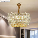 GobekUsa Rectangular Drum Crystal Chandelier with 9 Bulbs for Bedroom Ceiling Lighting in Clear and Simple Style