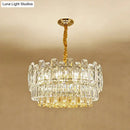GobekUsa Rectangular Drum Crystal Chandelier with 9 Bulbs for Bedroom Ceiling Lighting in Clear and Simple Style