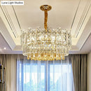 GobekUsa Rectangular Drum Crystal Chandelier with 9 Bulbs for Bedroom Ceiling Lighting in Clear and Simple Style