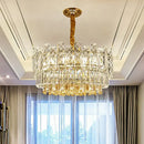 GobekUsa Rectangular Drum Crystal Chandelier with 9 Bulbs for Bedroom Ceiling Lighting in Clear and Simple Style