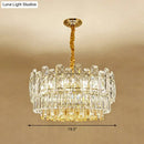 GobekUsa Rectangular Drum Crystal Chandelier with 9 Bulbs for Bedroom Ceiling Lighting in Clear and Simple Style