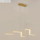 GobekUsa Simple Style Linear Metal Hanging Light Fixture - Black/Gray/Gold, 31.5"/39" Wide LED Chandelier Lamp in Warm/White Light