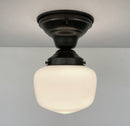 Antique Opal Simple Milk Glass Schoolhouse Ceiling Light | 6" Semi-Flush