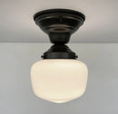 Antique Opal Simple Milk Glass Schoolhouse Ceiling Light | 6" Semi-Flush by The Lamp Goods