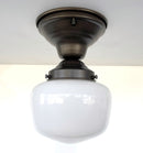 Antique Opal Simple Milk Glass Schoolhouse Ceiling Light | 6" Semi-Flush