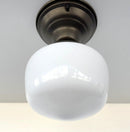Antique Opal Simple Milk Glass Schoolhouse Ceiling Light | 6" Semi-Flush by The Lamp Goods