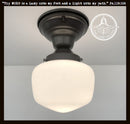 Antique Opal Simple Milk Glass Schoolhouse Ceiling Light | 6" Semi-Flush