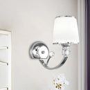GobekUsa Simplicity Chrome Conic 1-Head Wall Light Fixture with White Glass Shade