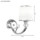 GobekUsa Simplicity Chrome Conic 1-Head Wall Light Fixture with White Glass Shade