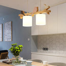 GobekUsa Simplicity Cream Glass LED Hanging Lamp with Wooden Bird - Dining Room Island Chandelier Light