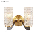 GobekUsa Simplicity Crystal Flush Wall Sconce with 2 Lights - Brass Bedside Fixture