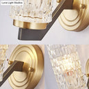 GobekUsa Simplicity Crystal Flush Wall Sconce with 2 Lights - Brass Bedside Fixture