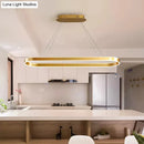 GobekUsa Simplicity Ellipse LED Island Pendant Acrylic Ceiling Light - Black/White/Gold, Width Options: 31.5"/39"/47