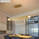 GobekUsa Simplicity Ellipse LED Island Pendant Acrylic Ceiling Light - Black/White/Gold, Width Options: 31.5"/39"/47