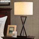 GobekUsa Simplicity Fabric Drum Nightstand Lamp: 1-Light Bedside Table Light in White