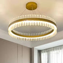 GobekUsa Simplicity Gold LED Crystal Pendant Light - Ring Tri-Prism Design - Perfect for Living Room